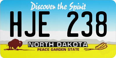 ND license plate HJE238