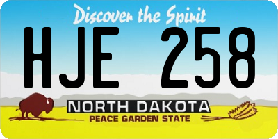 ND license plate HJE258