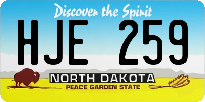 ND license plate HJE259