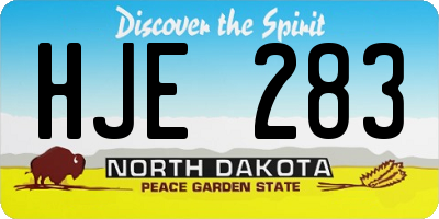 ND license plate HJE283