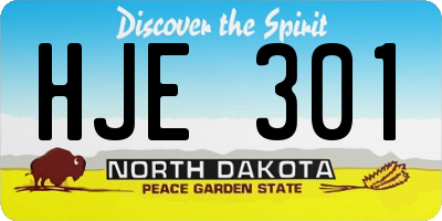 ND license plate HJE301
