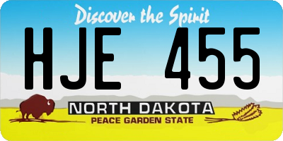 ND license plate HJE455