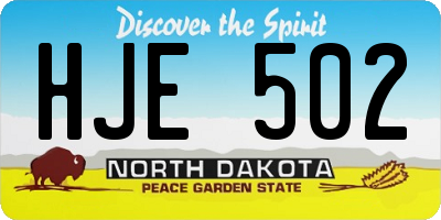 ND license plate HJE502