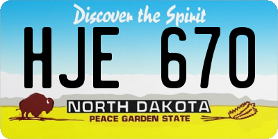 ND license plate HJE670
