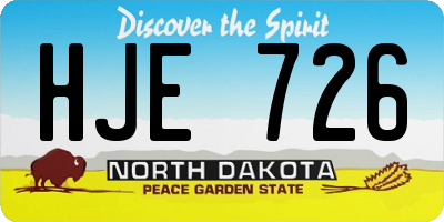 ND license plate HJE726