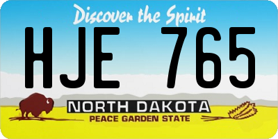 ND license plate HJE765