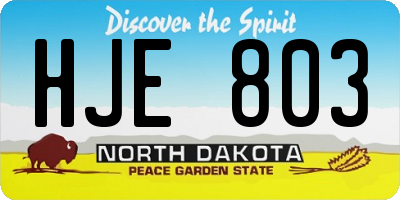 ND license plate HJE803