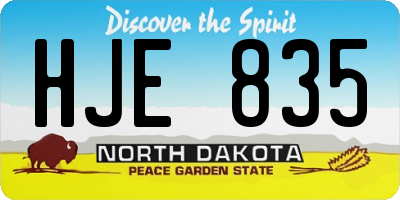 ND license plate HJE835