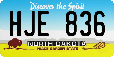 ND license plate HJE836