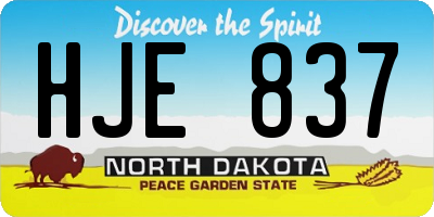 ND license plate HJE837