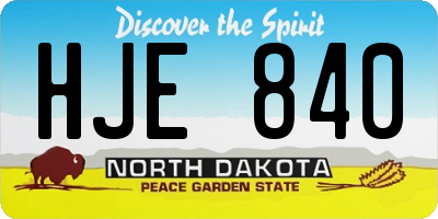 ND license plate HJE840