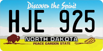 ND license plate HJE925