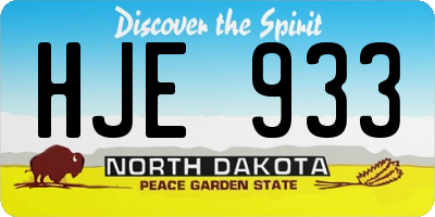 ND license plate HJE933