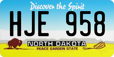 ND license plate HJE958