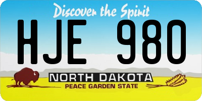 ND license plate HJE980