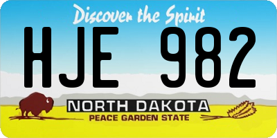 ND license plate HJE982