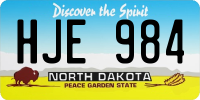 ND license plate HJE984