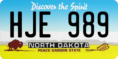 ND license plate HJE989