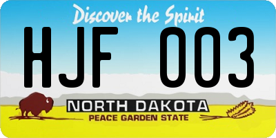 ND license plate HJF003