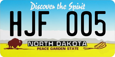 ND license plate HJF005