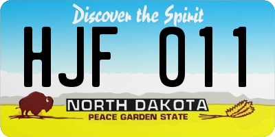 ND license plate HJF011