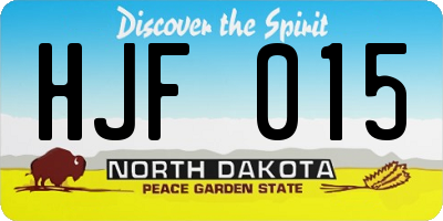 ND license plate HJF015