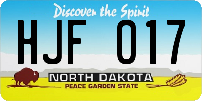 ND license plate HJF017