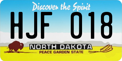 ND license plate HJF018