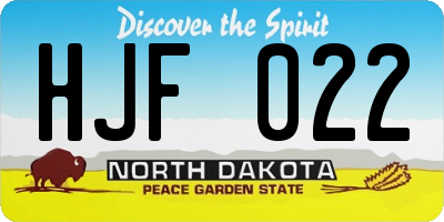 ND license plate HJF022