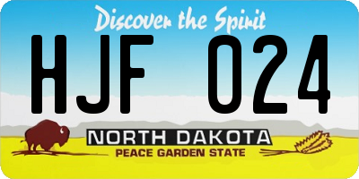 ND license plate HJF024