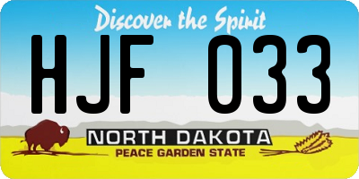 ND license plate HJF033