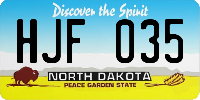 ND license plate HJF035