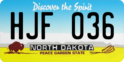 ND license plate HJF036