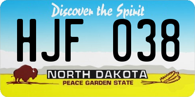 ND license plate HJF038