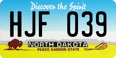 ND license plate HJF039