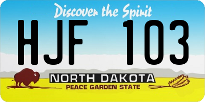 ND license plate HJF103