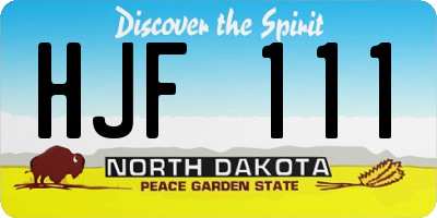 ND license plate HJF111