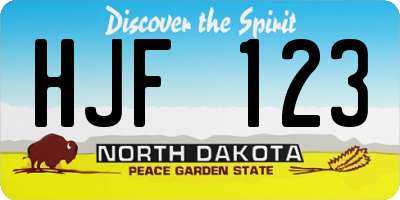 ND license plate HJF123