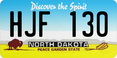 ND license plate HJF130