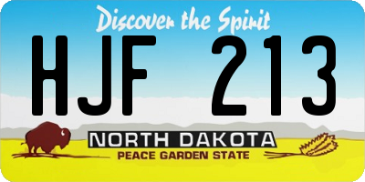 ND license plate HJF213