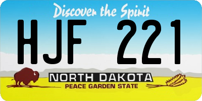 ND license plate HJF221
