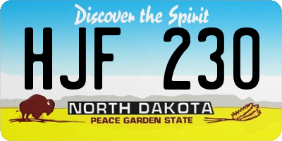 ND license plate HJF230