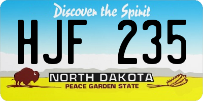 ND license plate HJF235