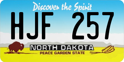 ND license plate HJF257