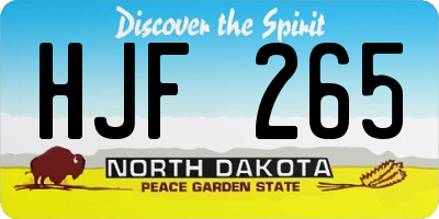 ND license plate HJF265