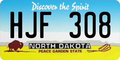 ND license plate HJF308