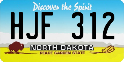 ND license plate HJF312