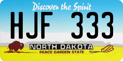 ND license plate HJF333