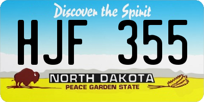 ND license plate HJF355