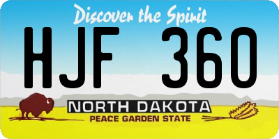 ND license plate HJF360